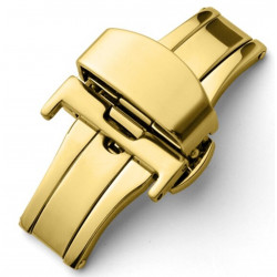 Double folding clasps for leather straps , yellow gold plated