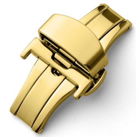 Double folding clasps for leather straps , yellow gold plated