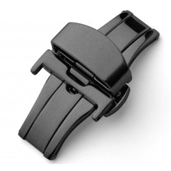 Double folding deployant clasps in brushed black PVD stainless steel