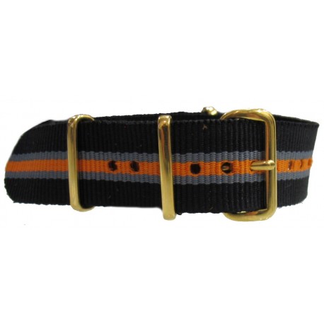 NATO strap Black/Grey/Orange Gold