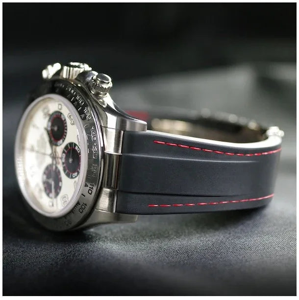 RubberB M101 Black with red stitching Strap - view 6