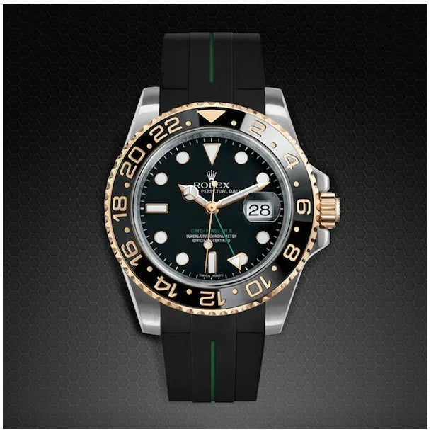 RubberB M106CD Black/Green with buckle Strap - detail