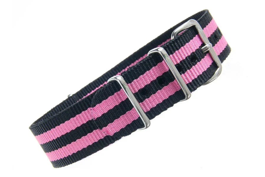 NATO watch strap Black/Pink - NATO nylon watch strap