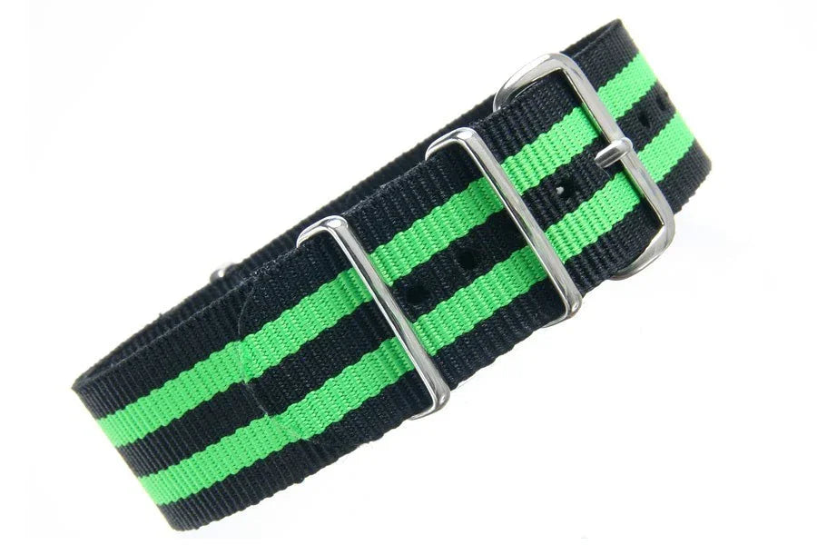 NATO watch strap Black/Green - NATO nylon watch strap