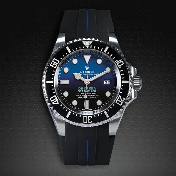 RubberB M107 Black/Blue with buckle Strap - view 3