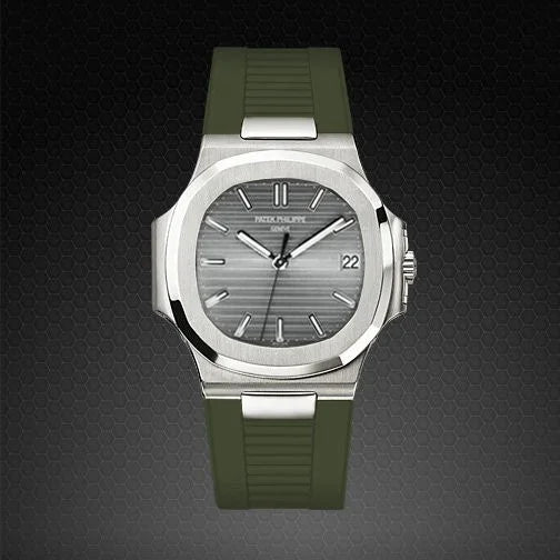RubberB for Patek Philippe Nautilus - Military Green PK77 Strap - detail