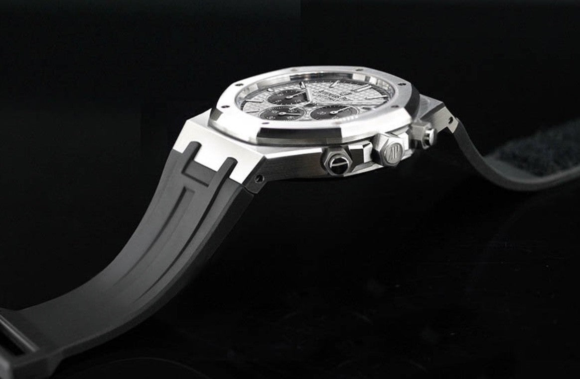 Rubber B Strap for Audemars Piguet Royal Oak 41mm on Bracelet - APV41 Velcro Series Black