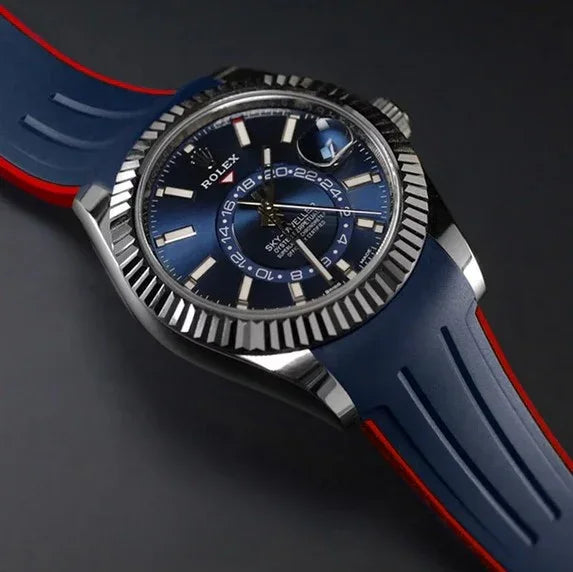 Rubber B Strap M111 Blue/Red for Sky-Dweller on Oyster Strap - detail
