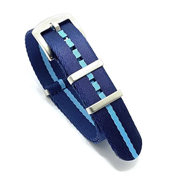 KronoKeeper Seat Belt NATO watch strap - Dark Blue/Light Blue - NATO nylon watch strap