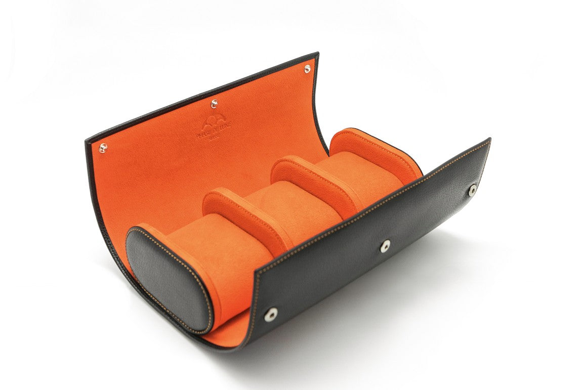 Phase De Lune Leather travel case for 3 watches
