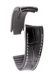 R-Strap - Alligator strap for Rolex - Black with white stitching