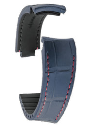 R-Strap - Alligator strap for Rolex - Navy blue with red stitching