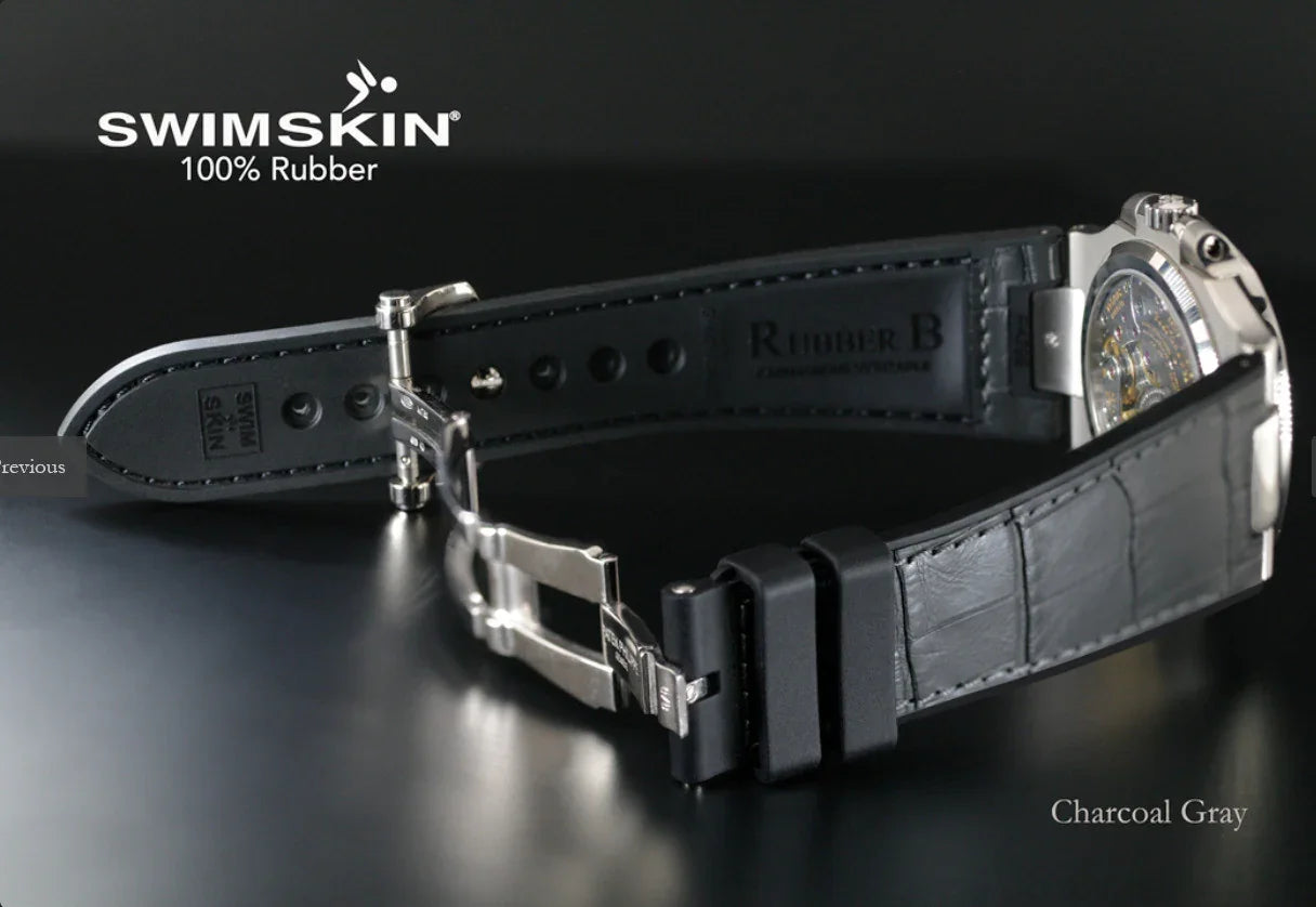 RubberB Alligator SwimSkin for Patek Philippe Nautilus - Black PK79 Strap - view 3