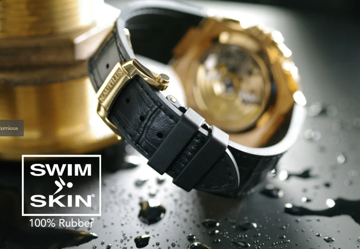 RubberB Alligator SwimSkin for Patek Philippe Nautilus - Black PK79 Strap - view 4