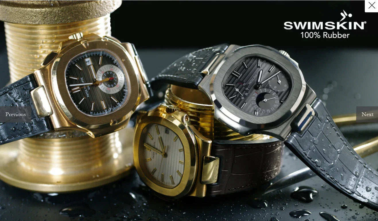RubberB Alligator SwimSkin for Patek Philippe Nautilus - Black PK79 Strap - view 5