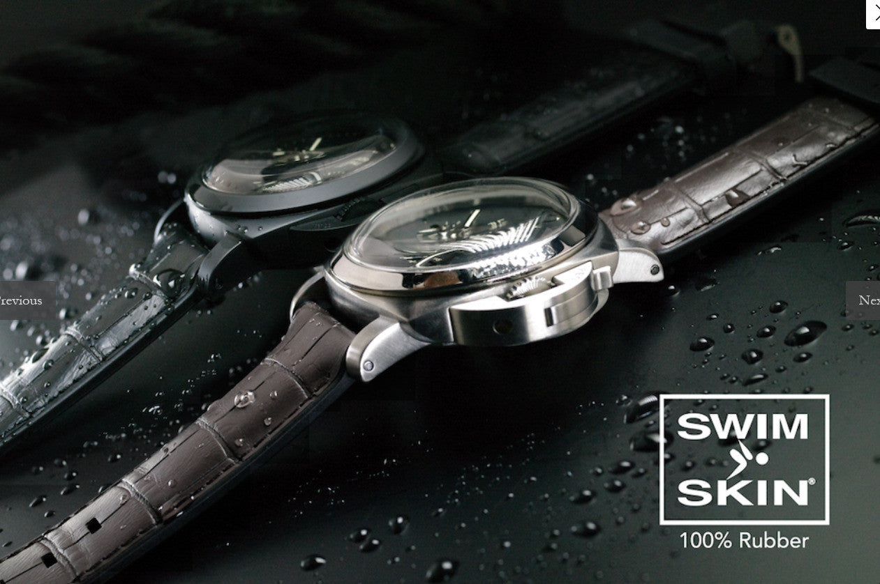 Rubber B strap Alligator SwimSkin PS24 Black