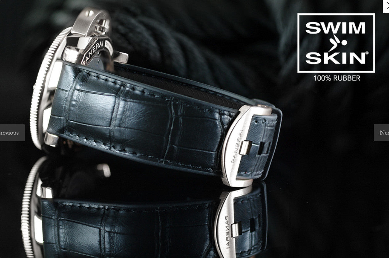 Rubber B strap Alligator SwimSkin PS24 Black