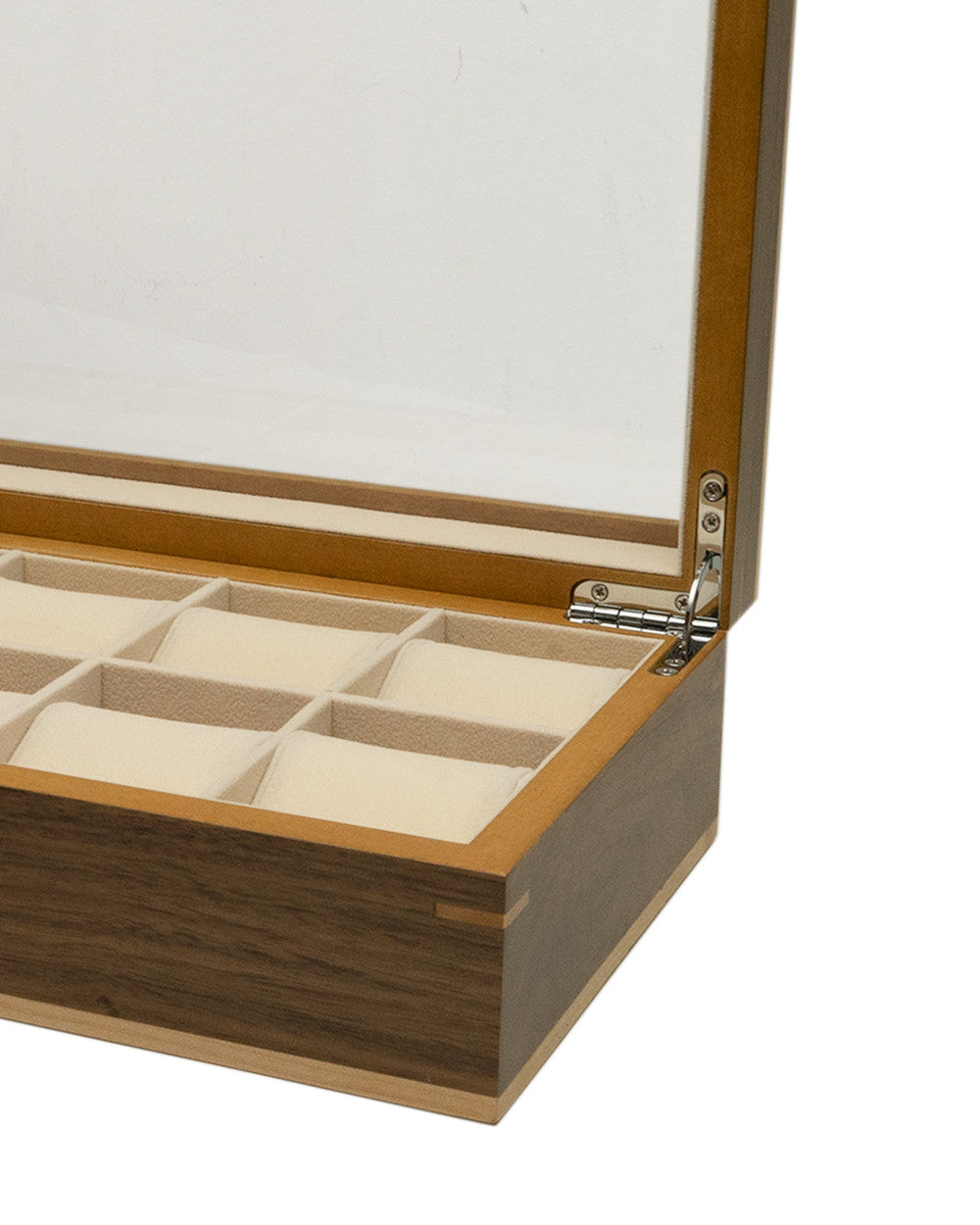 Clipperton 10 watch box in brown wood with glass lid