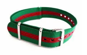 NATO watch strap Green/Red - NATO nylon watch strap