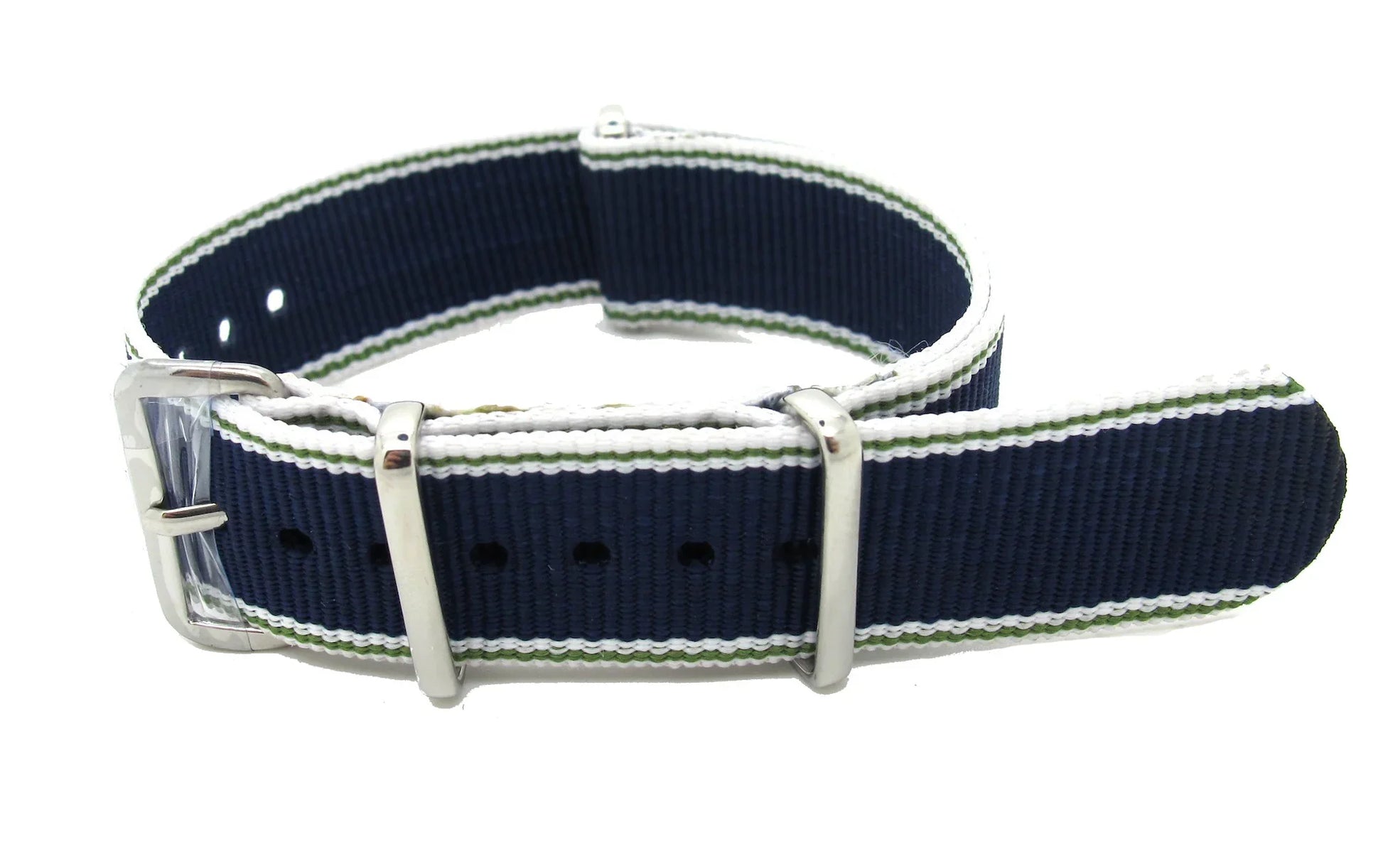 NATO watch trap - White/Green/Blue - NATO nylon watch strap