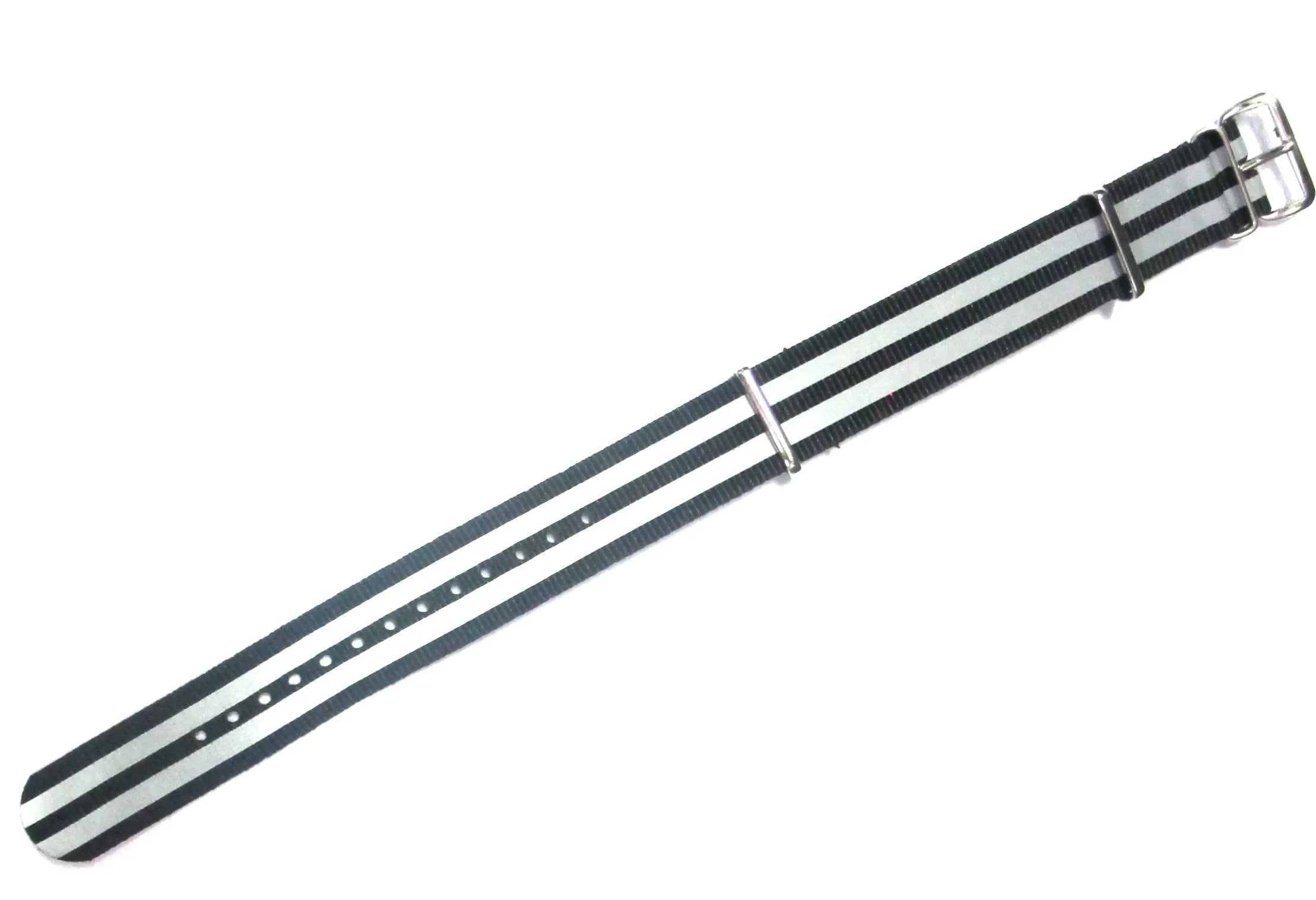 NATO watch strap - Black/Grey/Reflective - NATO nylon watch strap