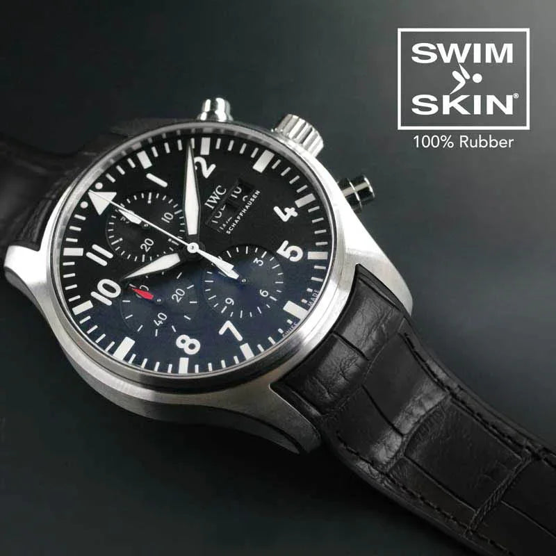 RubberB Alligator SwimSkin 21mm - Black SK21 Strap - detail