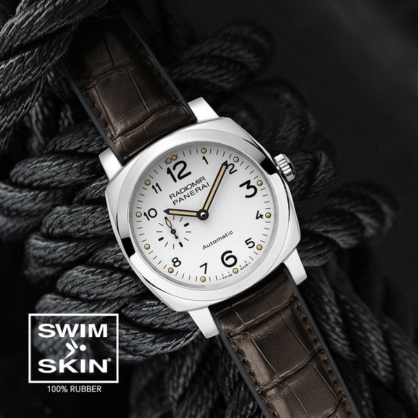 Rubber B strap Alligator SwimSkin PS22 Espresso Brown