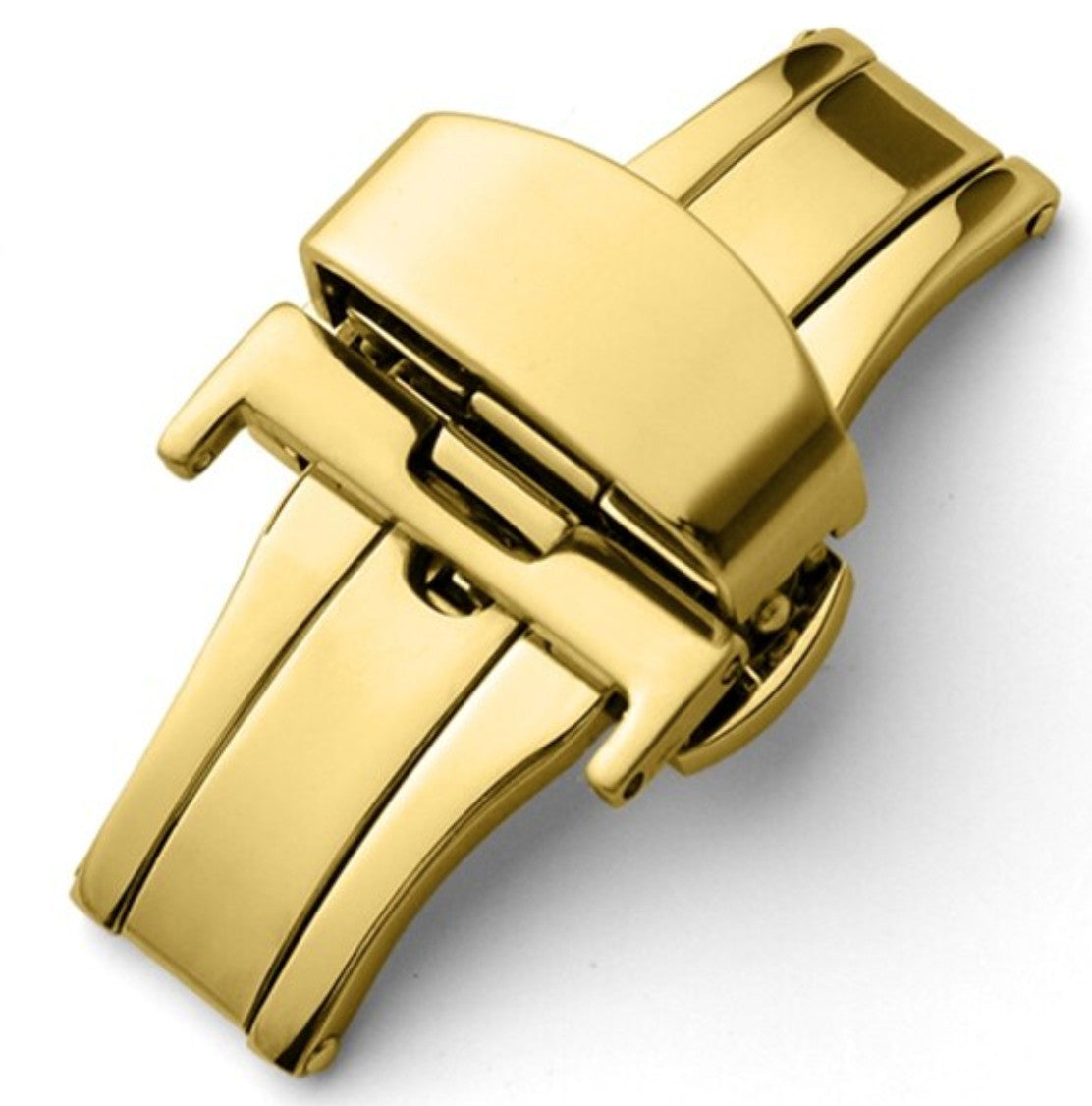 Double folding clasps for leather straps , yellow gold plated
