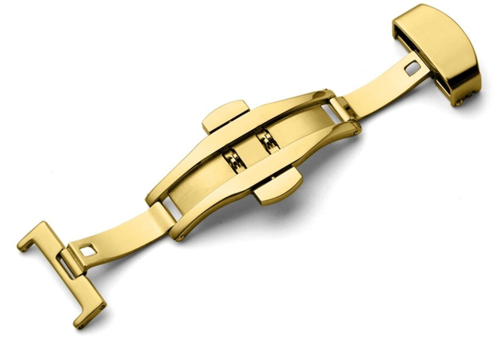 Double folding clasps for leather straps , yellow gold plated