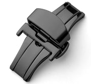 Double folding clasps for leather straps , shiny black PVD
