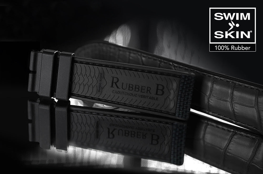 Rubber B strap ST20 Alligator SwimSkin Black