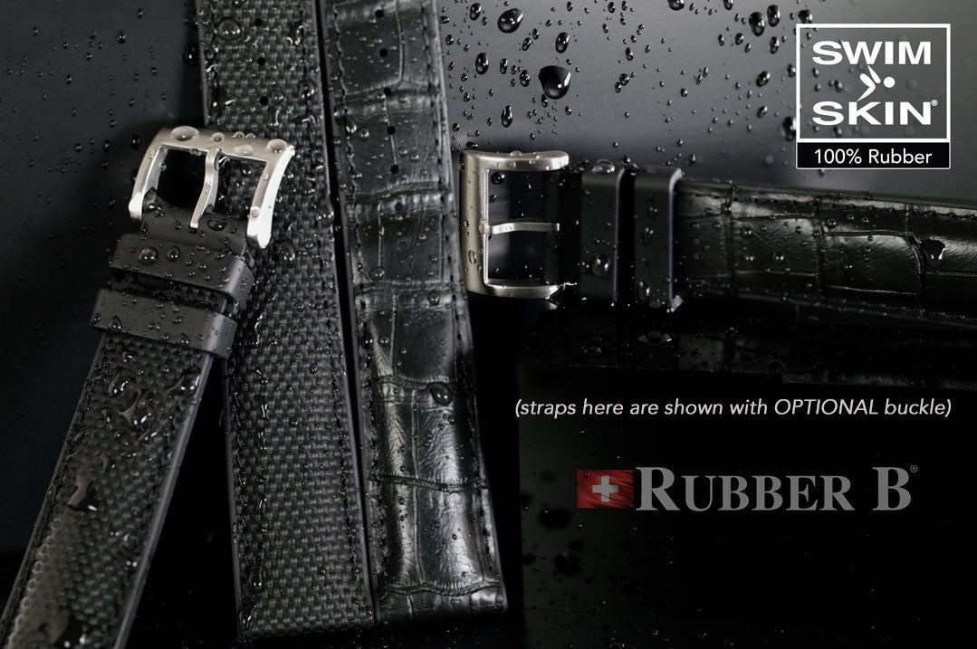 Rubber B strap ST20 Alligator SwimSkin Black