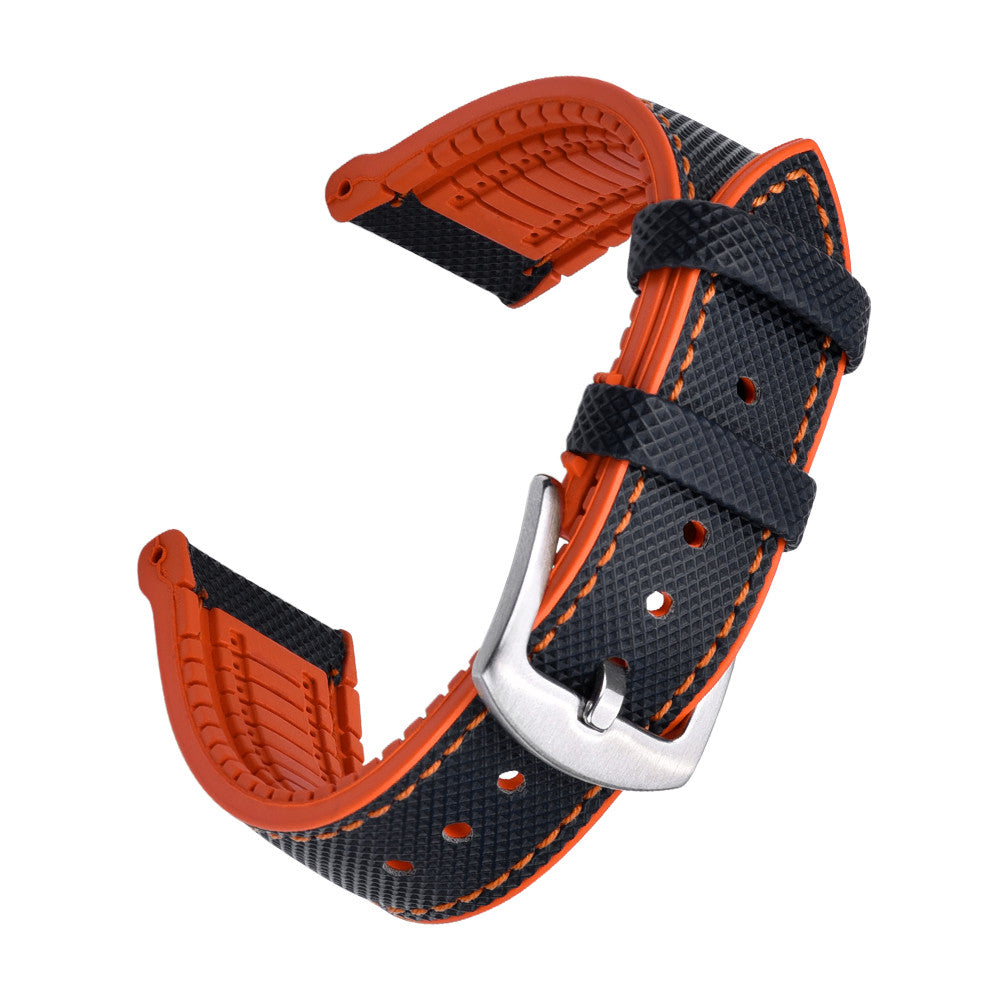 KronoKeeper Jules Rubber Strap - Orange/Black - rubber watch strap