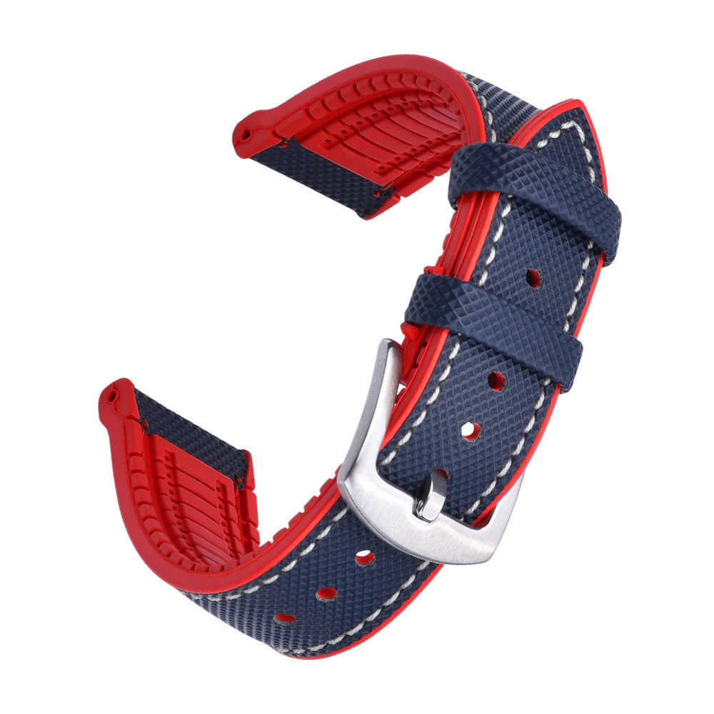KronoKeeper Jules Rubber Strap - Red/Navy Blue - rubber watch strap