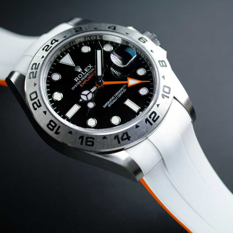 Rubber B Strap M205 White/Orange - rubber watch strap