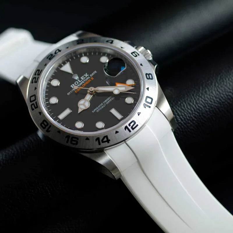 RubberB M225 White with buckle Strap - rubber watch strap