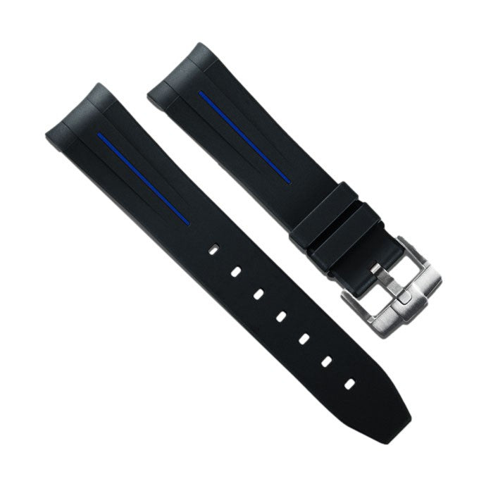 RubberB M106CD Black/blue with buckle Strap - rubber watch strap