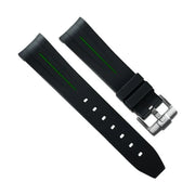 RubberB M106CD Black/Green with buckle Strap - rubber watch strap