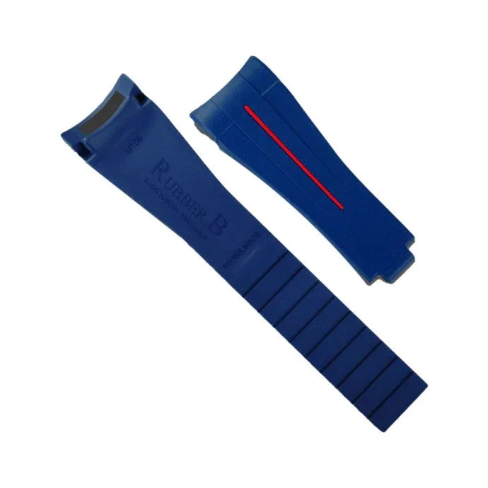 RubberB M109 Navy/Red for Rolex Yachtmaster II 44mm Strap - rubber watch strap