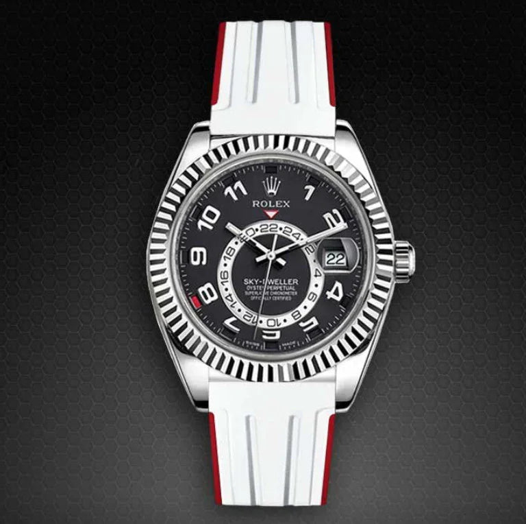 Rubber B Strap M111 White/Red for Sky-Dweller on Oyster Strap - detail