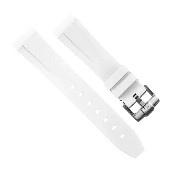 RubberB M206 White with buckle for Submariner Ceramic 41mm Strap - rubber watch strap