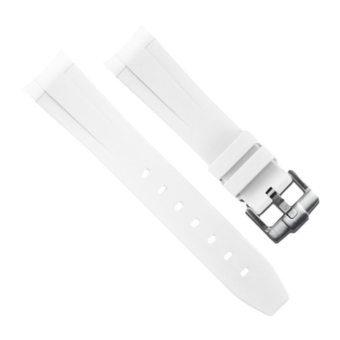 RubberB M206 White with buckle for Submariner Ceramic 41mm Strap - rubber watch strap