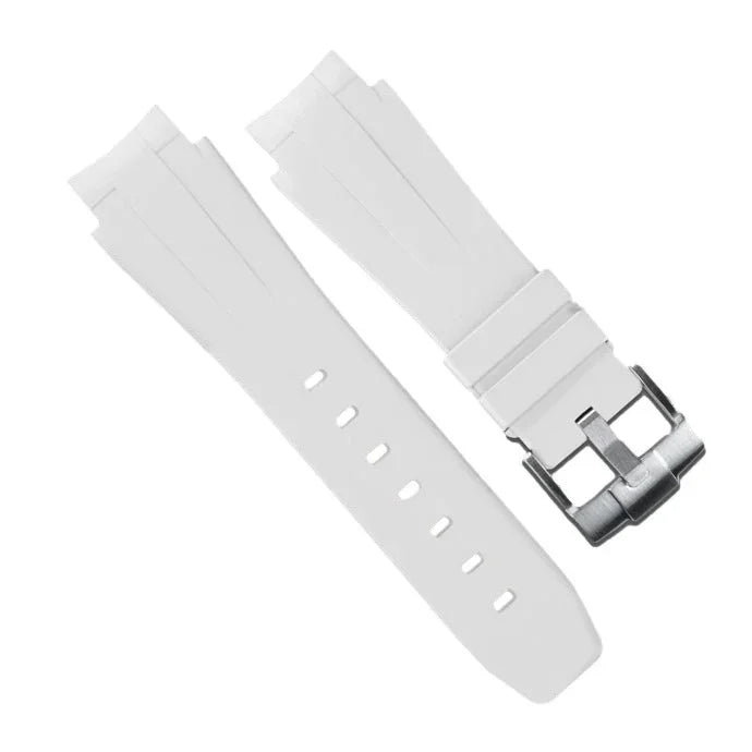 RubberB M107White with buckle Strap - rubber watch strap
