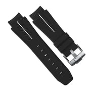 RubberB M107 Black/White with buckle Strap - rubber watch strap