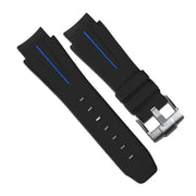 RubberB M107 Black/Blue with buckle Strap - rubber watch strap