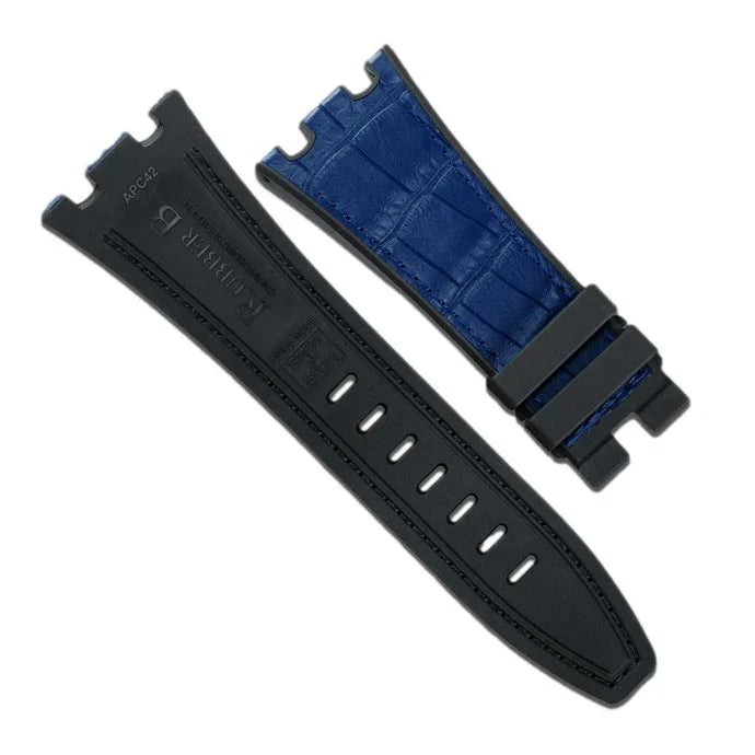 RubberB APC42 Alligator SwimSkin Navy Strap - alligator leather watch strap