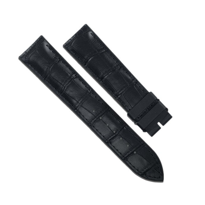 RubberB ST20 Alligator SwimSkin Black Strap - alligator leather watch strap