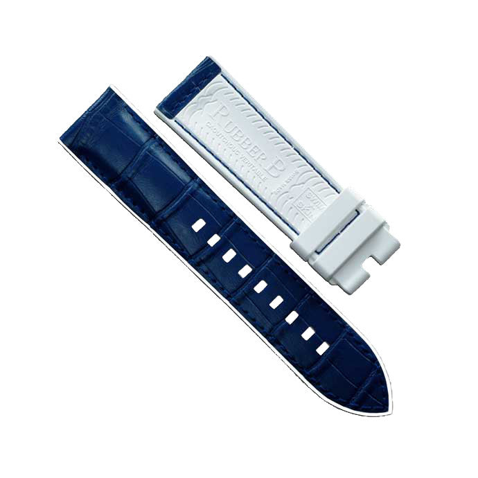 Rubber B strap Alligator SwimSkin PS24 White/Navy