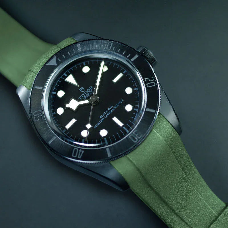 RubberB T805 for Tudor Heritage Black Bay Ceramic - Military Green Strap - view 3
