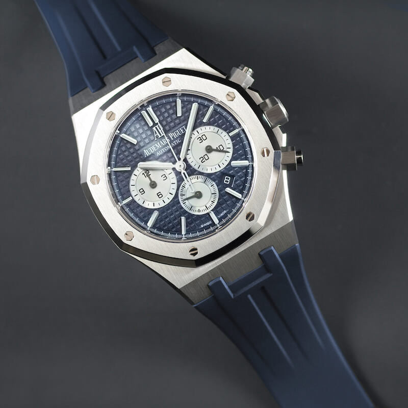Rubber B Strap APB41 Abyss Blue for Audemars Piguet Royal Oak 41mm on Leath - rubber watch strap